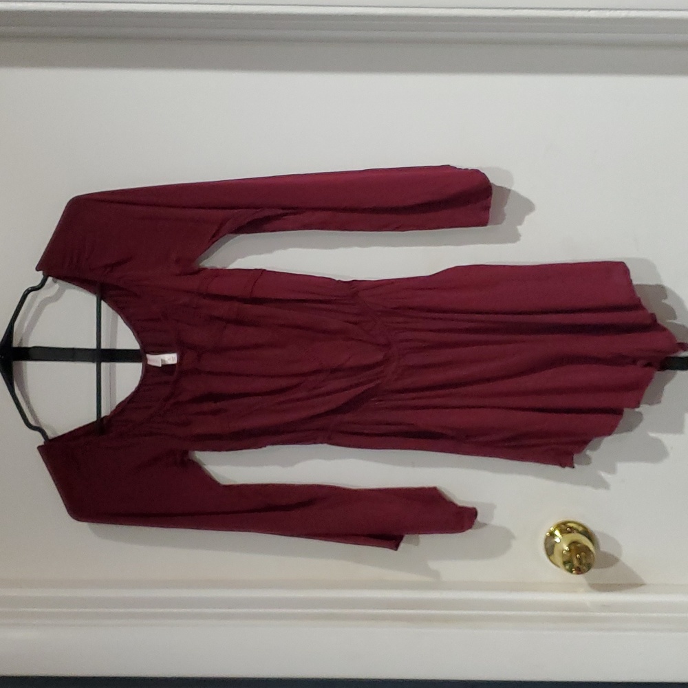 Burgundy long sleeve romper